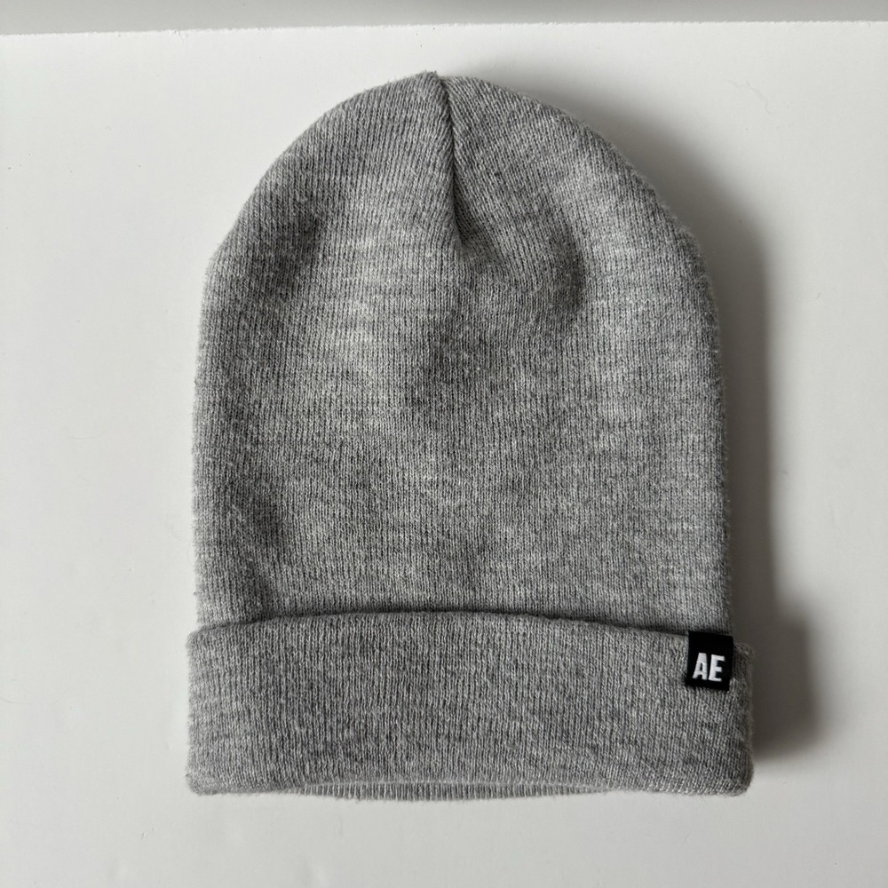 American Eagle Beanie Toque Adult One Size Gray Knit 100%‎ Acrylic Skate